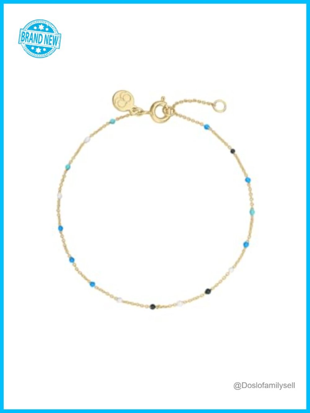 Enamel Bead Strand Bracelet Stackable Coastal Style 7 Inch